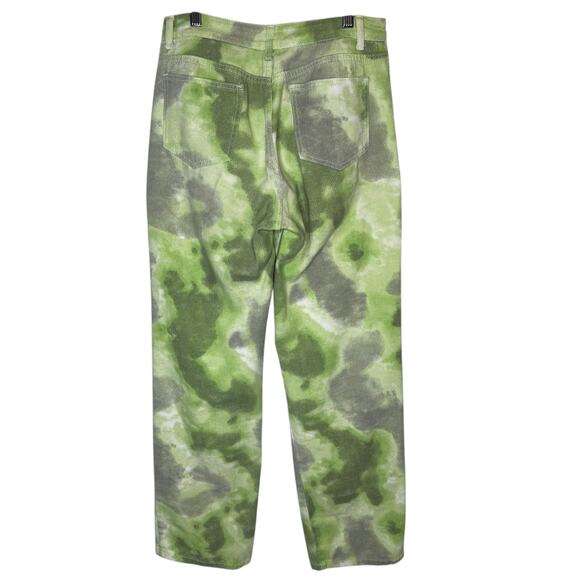 Bailey Rose High Rise Baggy Wide Leg Cotton Twill Pants Jeans Green size Small - Picture 3 of 5